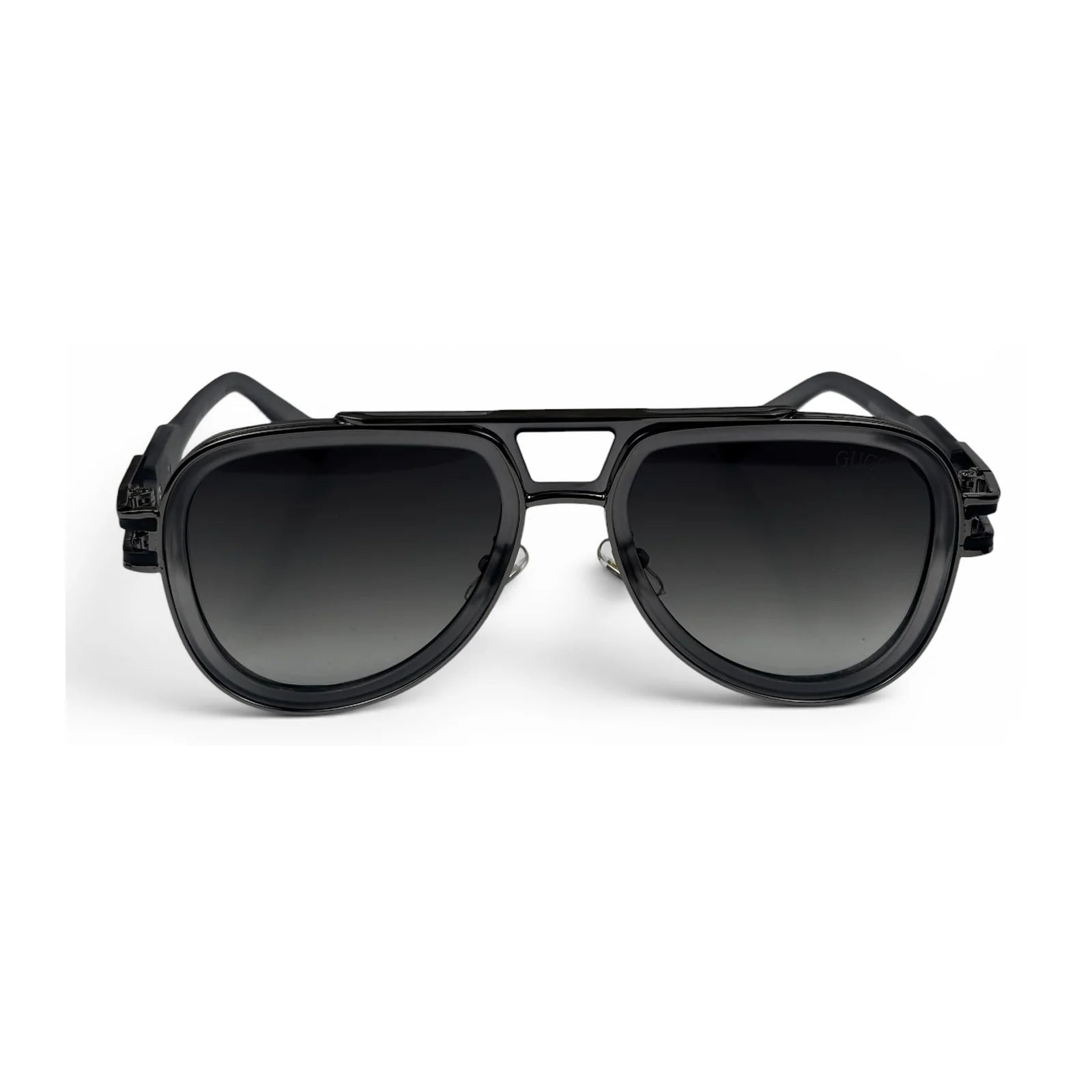 The Marlow Double-Bridge Square sunglasses in Smoke Gray with Gray Gradient lenses, straight front view