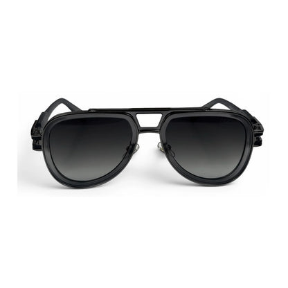 The Marlow Double-Bridge Square sunglasses in Smoke Gray with Gray Gradient lenses, straight front view