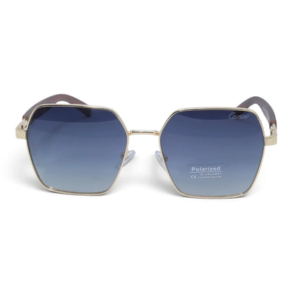 U&EYE The Mercier square polarized sunglasses in Gold / Dark Blue Gradient — front view