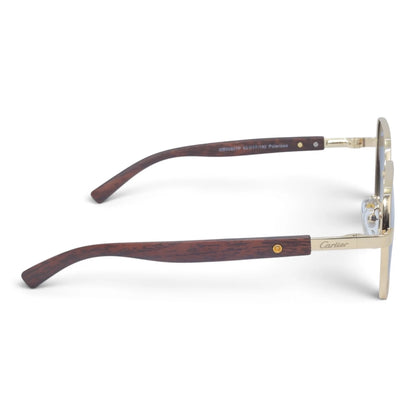 U&EYE The Mercier square polarized sunglasses in Gold / Dark Blue Gradient — side view