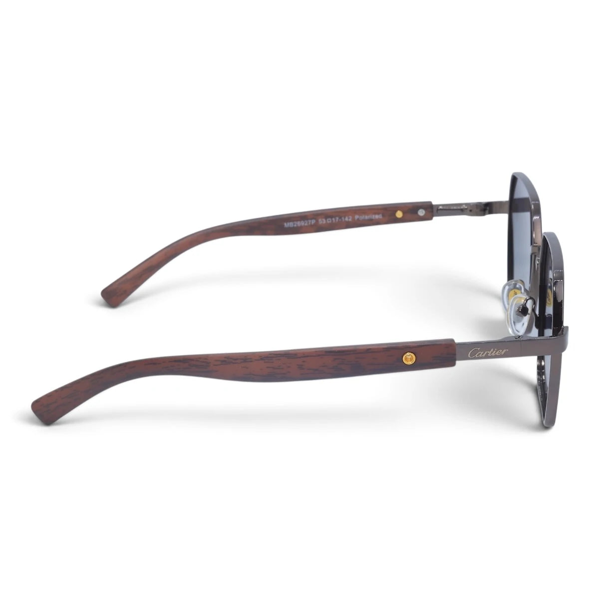 U&EYE The Mercier square polarized sunglasses in Gunmetal / Blue Gradient — side view
