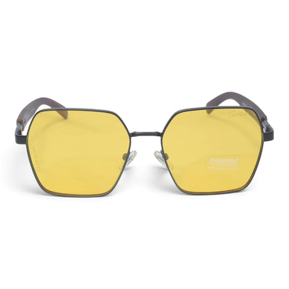 U&EYE The Mercier square polarized sunglasses in Gunmetal / Yellow — front view