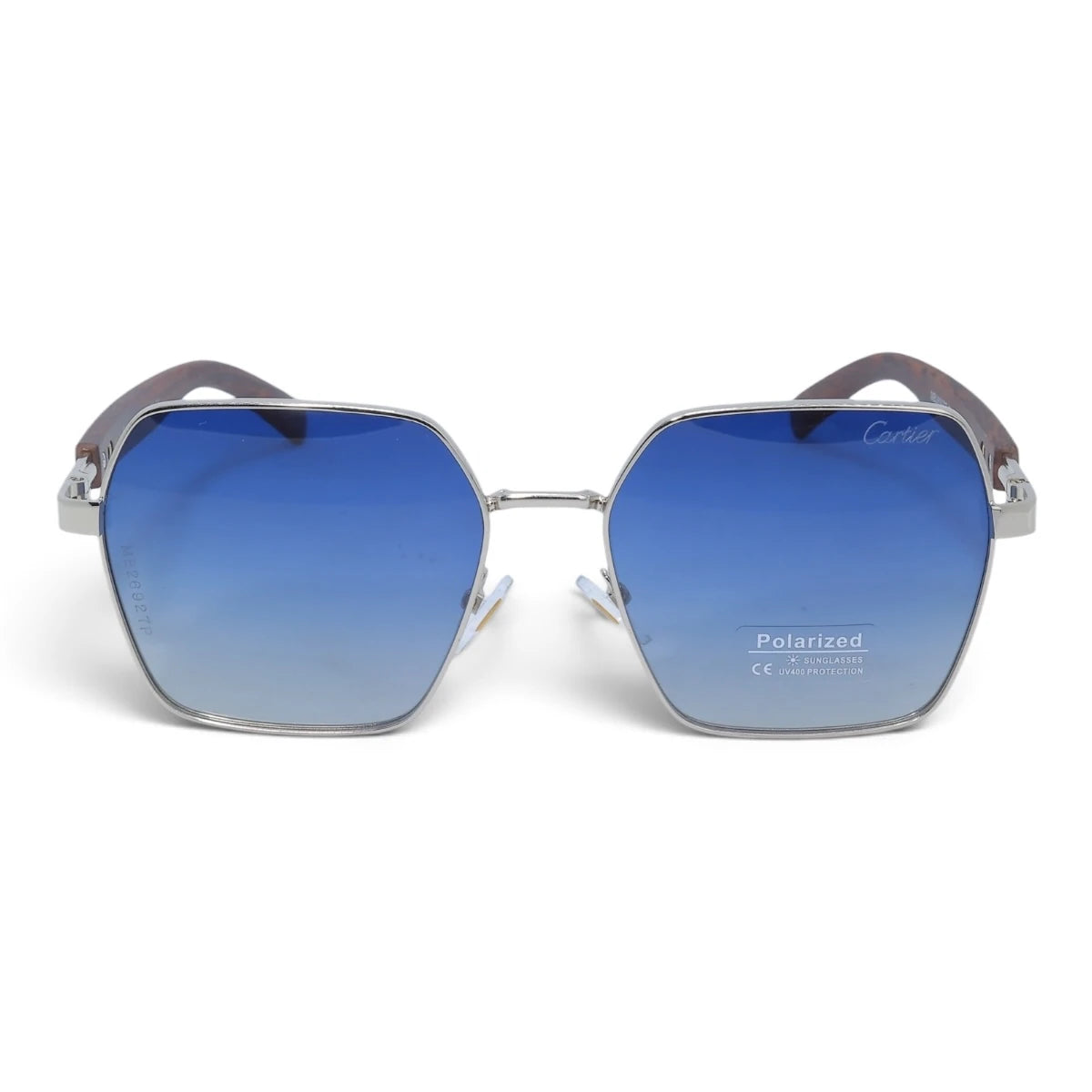 U&EYE The Mercier square polarized sunglasses in Silver / Blue Gradient — front view