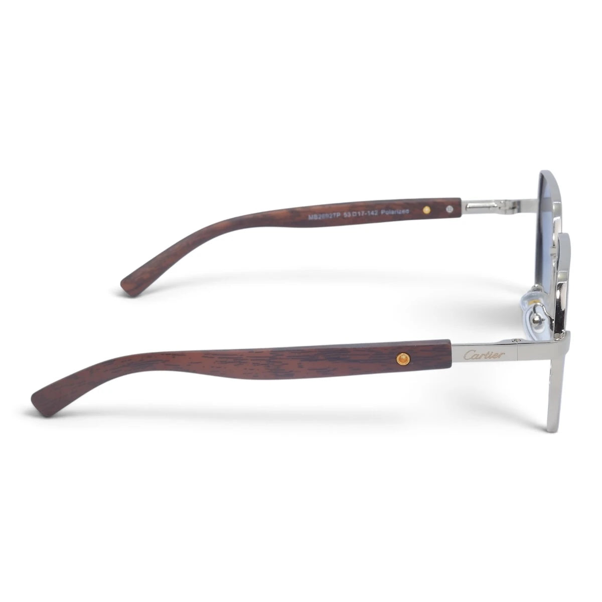 U&EYE The Mercier square polarized sunglasses in Silver / Blue Gradient — side view
