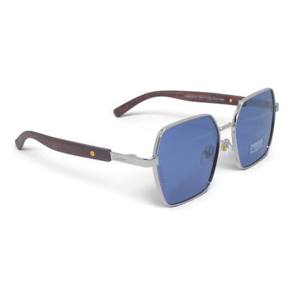 U&EYE The Mercier square polarized sunglasses in Silver / Blue — angled view