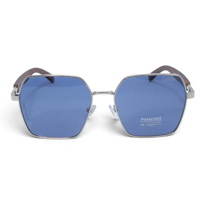 U&EYE The Mercier square polarized sunglasses in Silver / Blue — front view