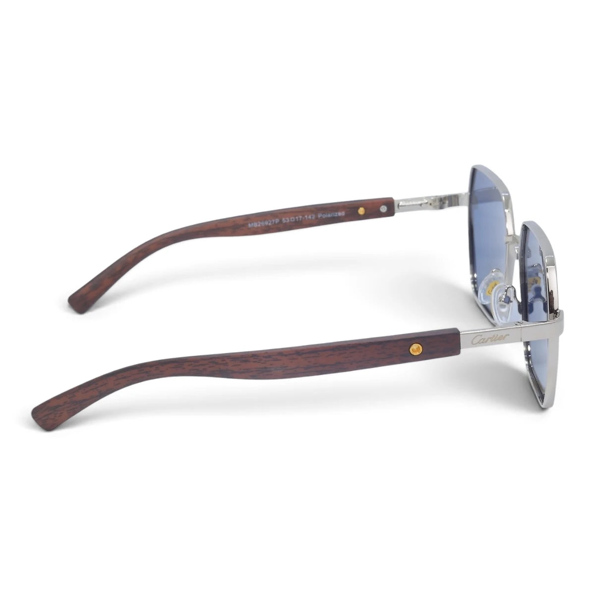 U&EYE The Mercier square polarized sunglasses in Silver / Blue — side view