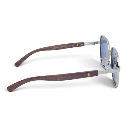 U&EYE The Mercier square polarized sunglasses in Silver / Blue — side view