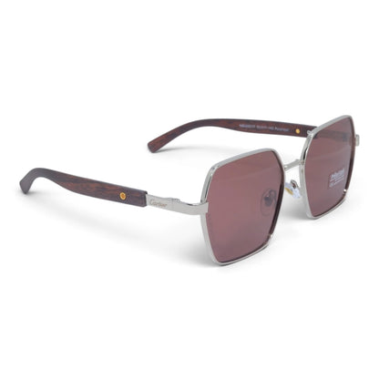 U&EYE The Mercier square polarized sunglasses in Silver / Rose — angled view