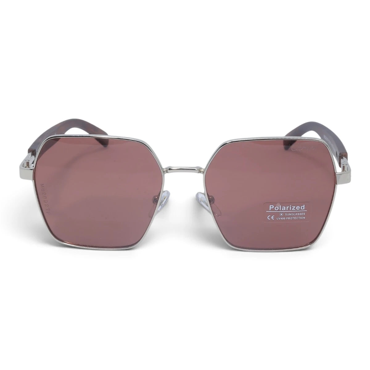 U&EYE The Mercier square polarized sunglasses in Silver / Rose — front view