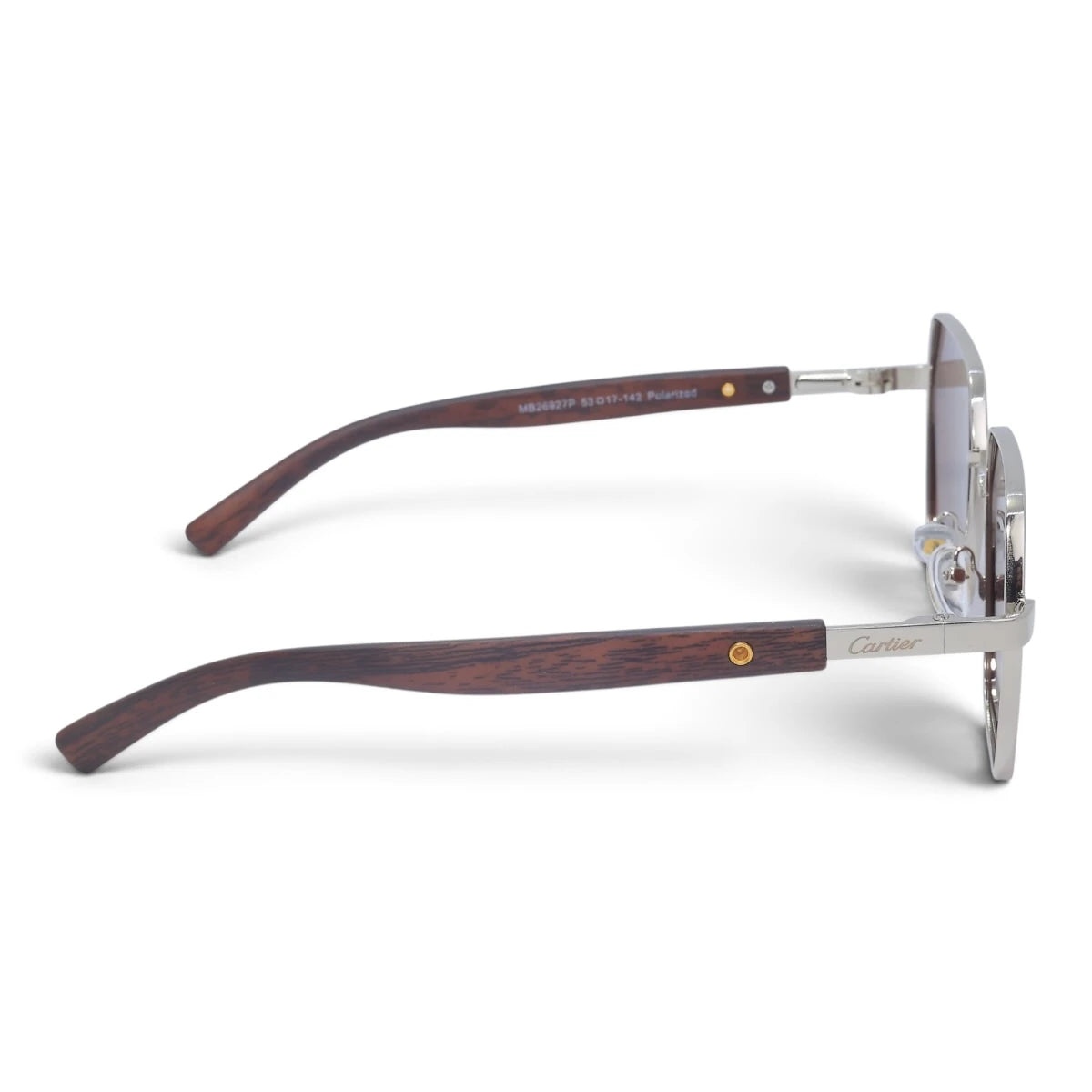 U&EYE The Mercier square polarized sunglasses in Silver / Rose — side view