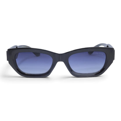 U&EYE The Mirelle narrow cat-eye sunglasses in Black / Violet-Blue Gradient — front view