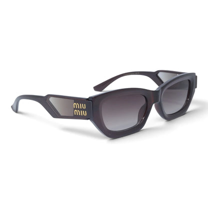 U&EYE The Mirelle narrow cat-eye sunglasses in Burgundy / Brown-Gray Gradient — angled view