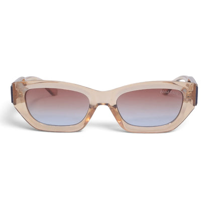 U&EYE The Mirelle narrow cat-eye sunglasses in Crystal Beige / Rose Gradient — front view