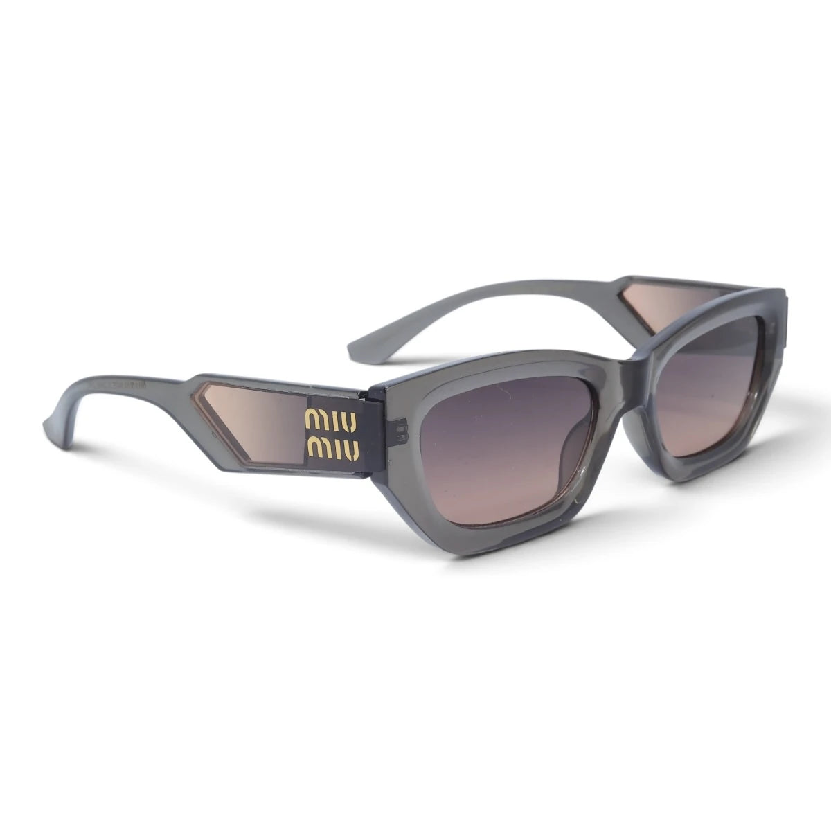U&EYE The Mirelle narrow cat-eye sunglasses in Smoke Gray / Taupe Gradient — angled view