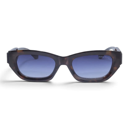 U&EYE The Mirelle narrow cat-eye sunglasses in Tortoise Black / Violet-Blue Gradient — front view