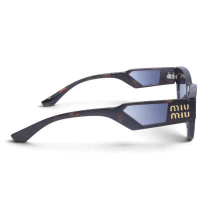 U&EYE The Mirelle narrow cat-eye sunglasses in Tortoise Black / Violet-Blue Gradient — side view