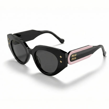 The ‘Muse’ Geometric Sunglasses | Black & Pink Polarized