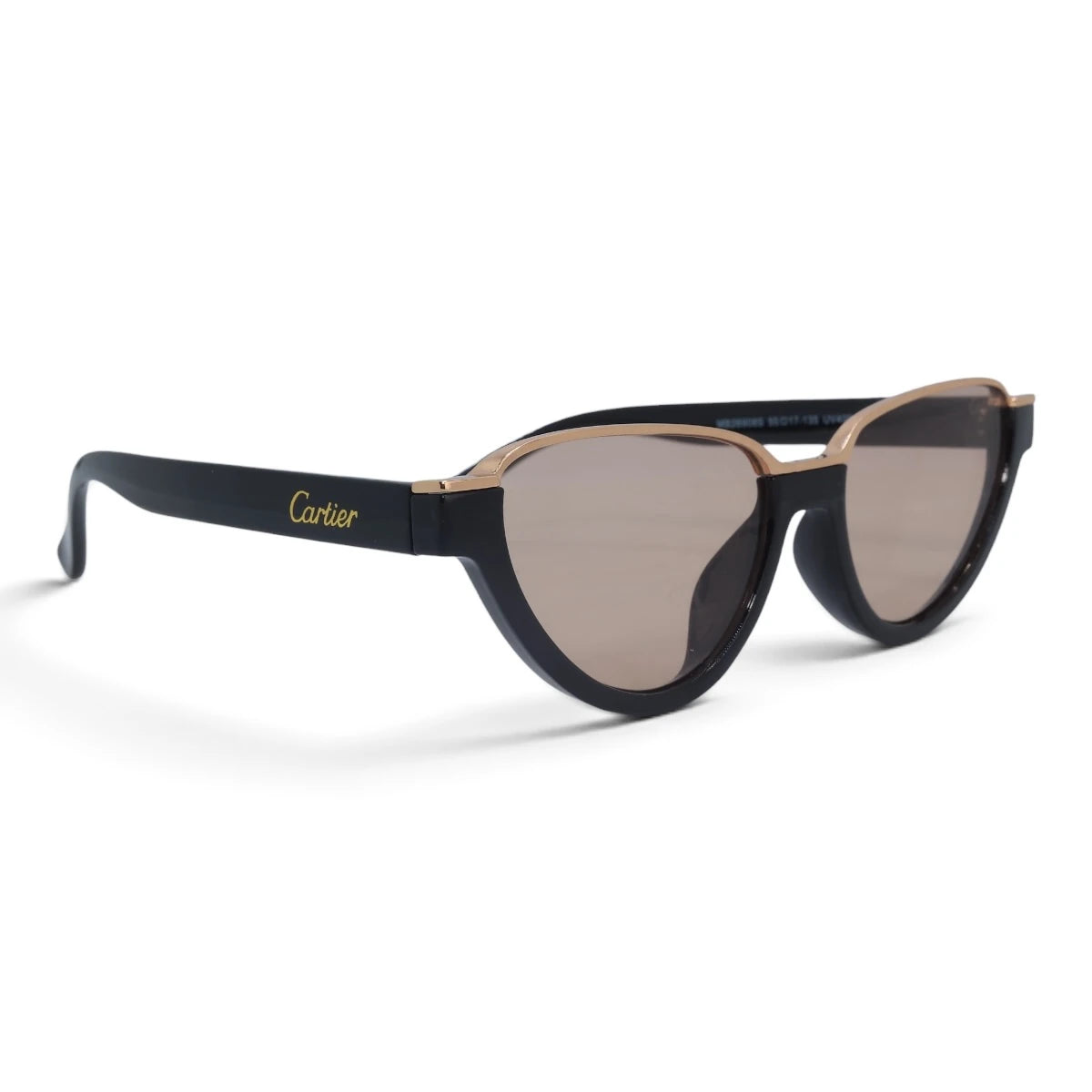 U&EYE The Noemi cat-eye sunglasses in Black / Champagne Gradient — angled view