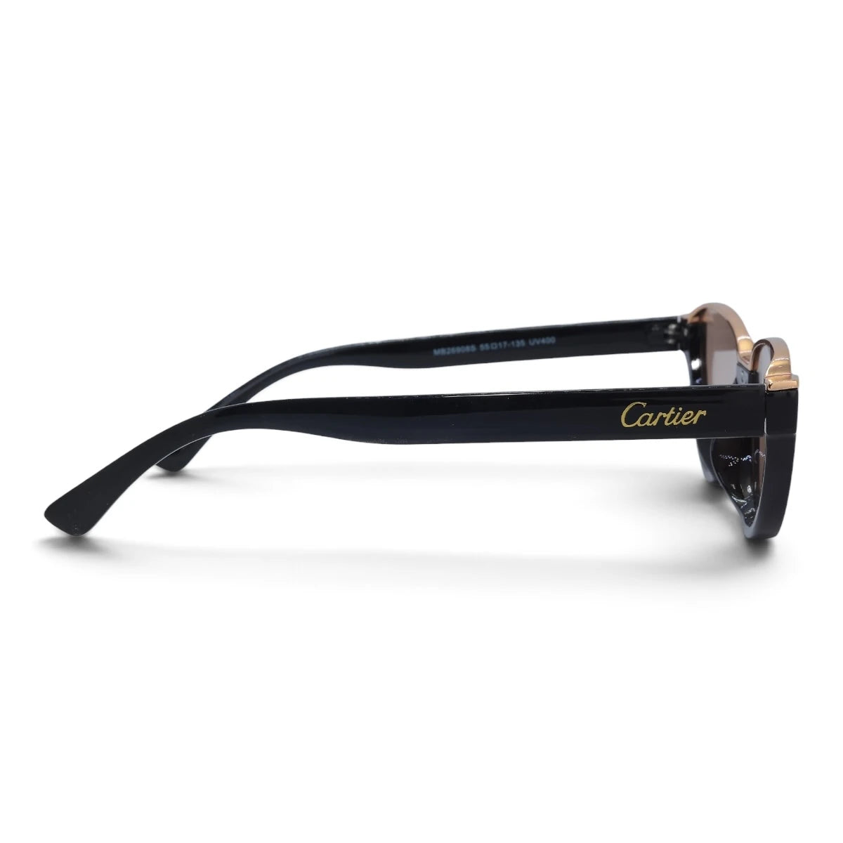 U&EYE The Noemi cat-eye sunglasses in Black / Champagne Gradient — side view