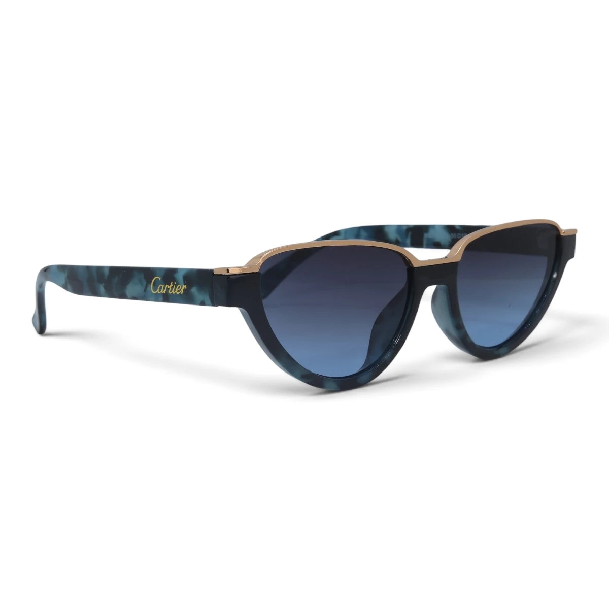 U&EYE The Noemi cat-eye sunglasses in Blue Tortoise / Blue Gradient — angled view