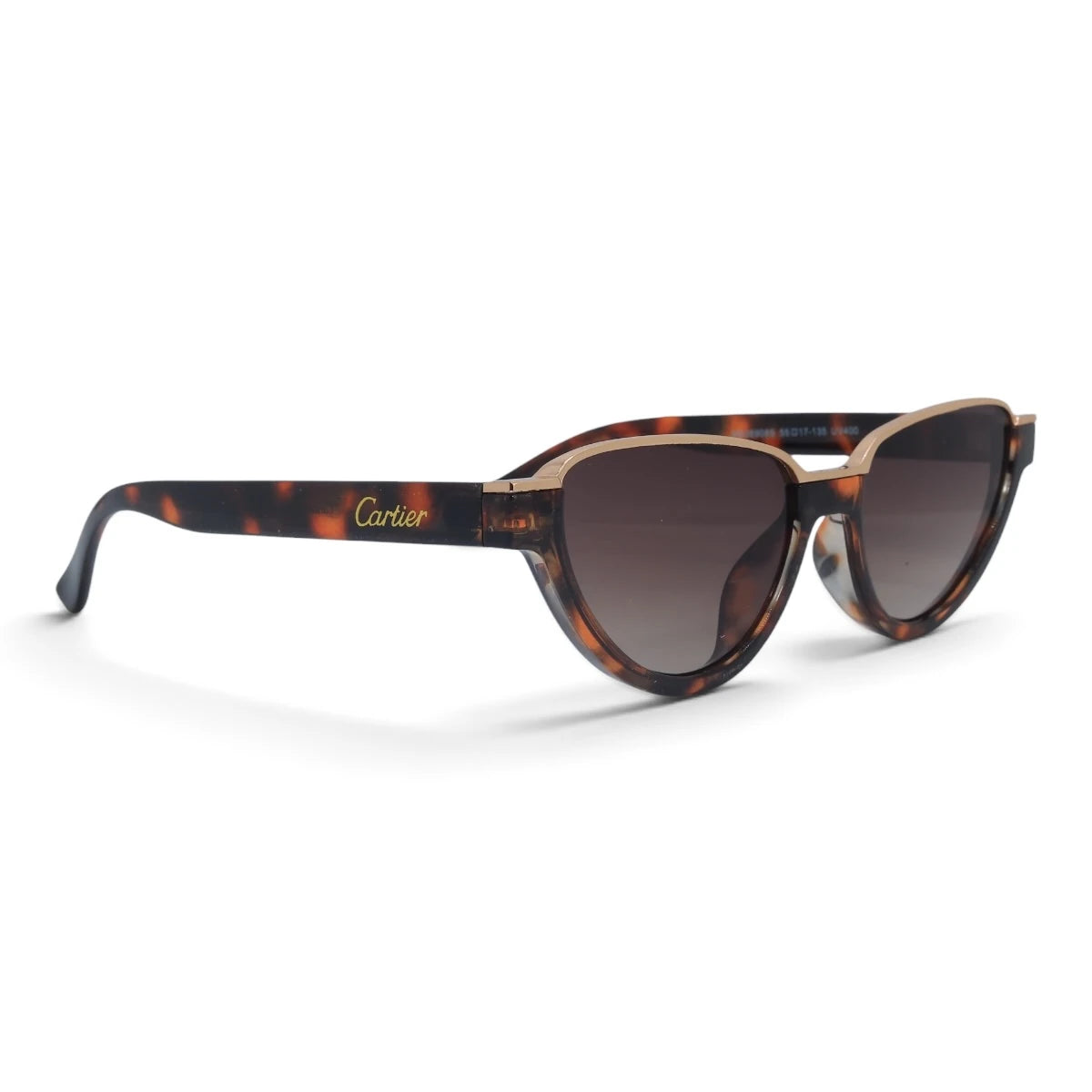 U&EYE The Noemi cat-eye sunglasses in Classic Tortoise / Brown Gradient — angled view