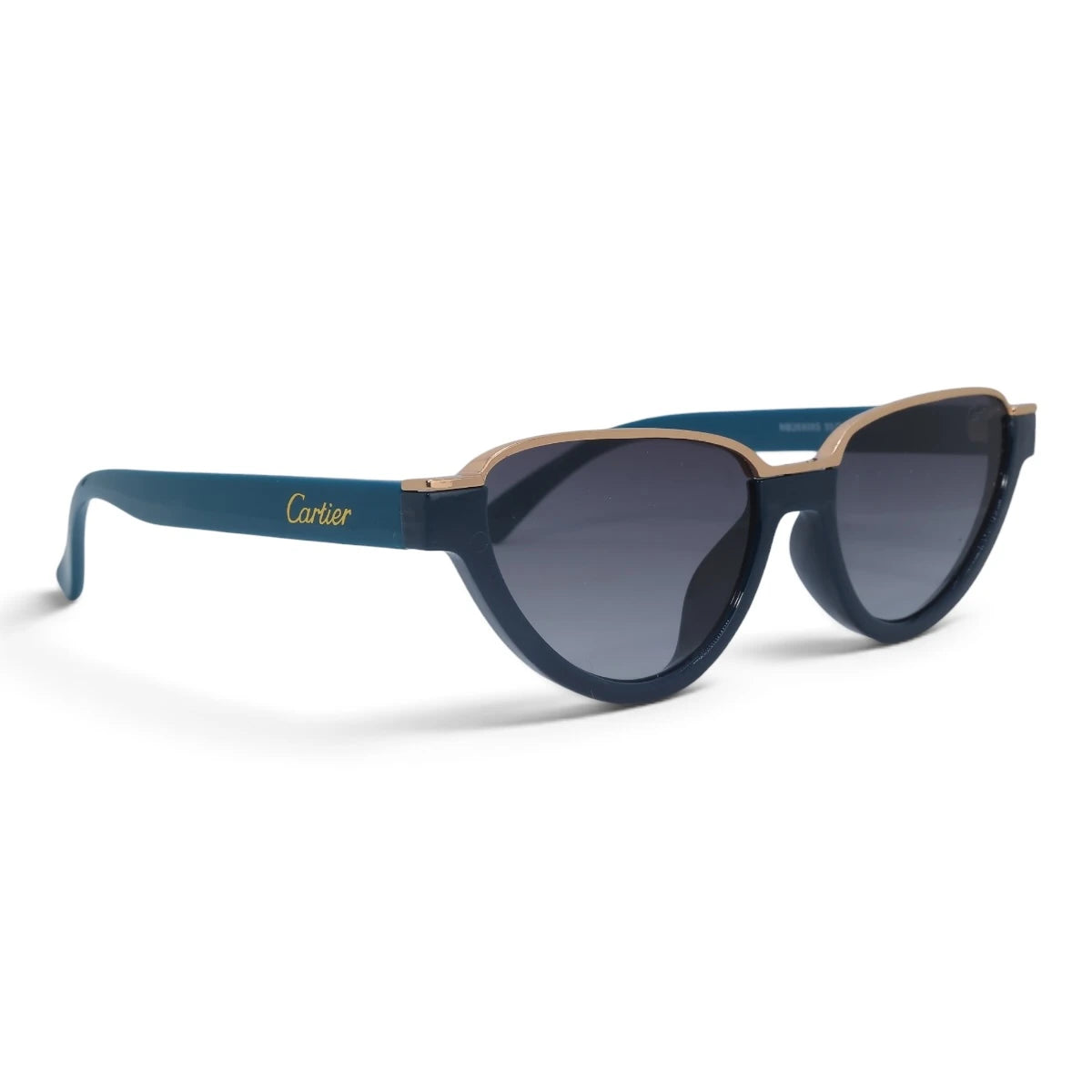 U&EYE The Noemi cat-eye sunglasses in Teal / Blue-Gray Gradient — angled view