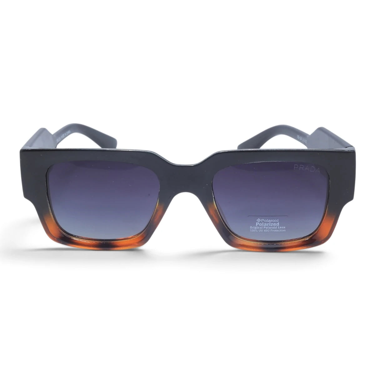 U&EYE The Noxley oversized square polarized sunglasses in Black-Amber Ombré / Violet Gradient — front view