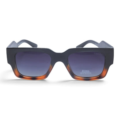 U&EYE The Noxley oversized square polarized sunglasses in Black-Amber Ombré / Violet Gradient — front view
