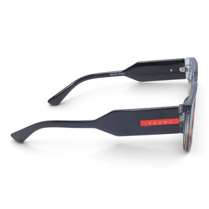 U&EYE The Noxley oversized square polarized sunglasses in Black-Amber Ombré / Violet Gradient — side view
