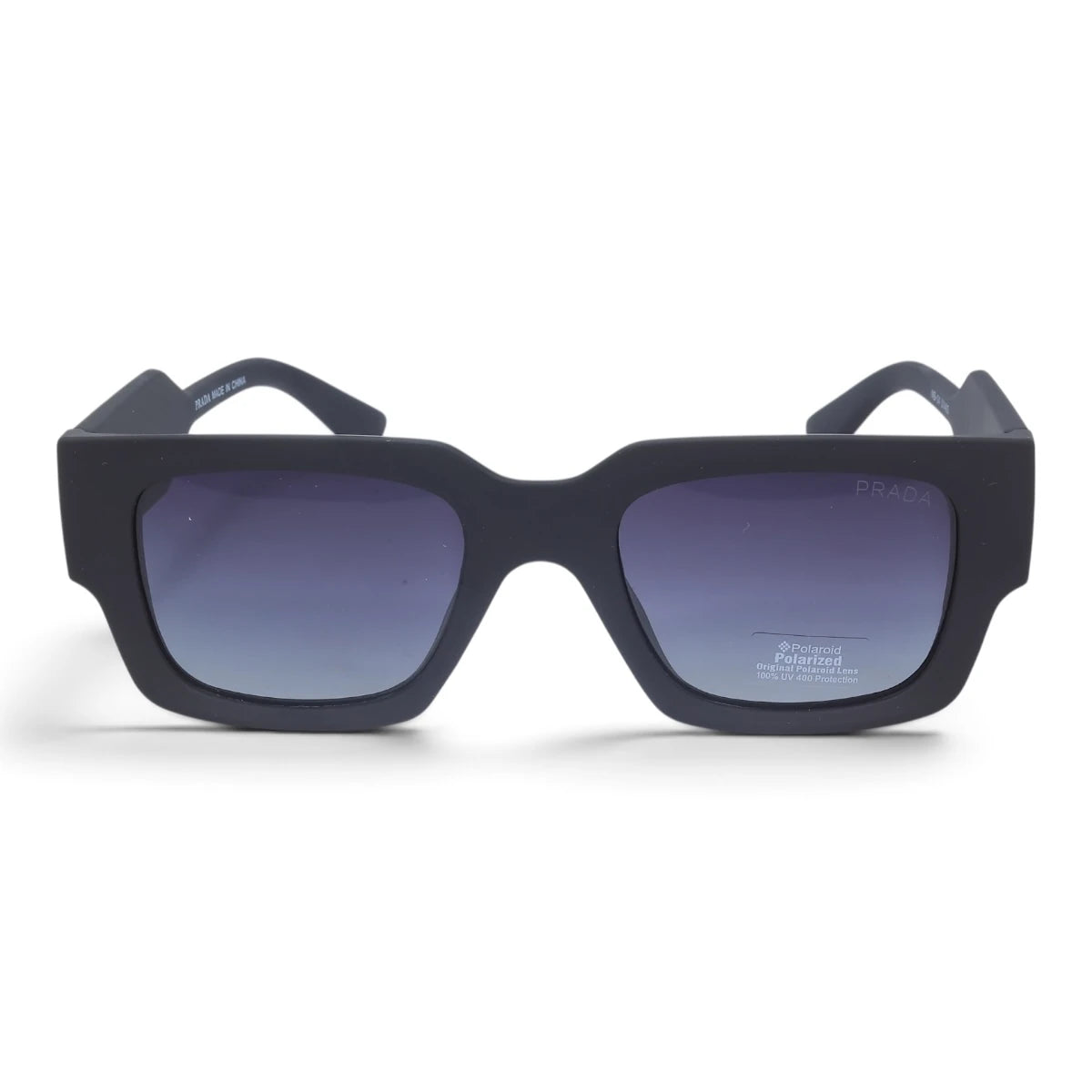 U&EYE The Noxley oversized square polarized sunglasses in Matte Black / Violet Gradient — front view