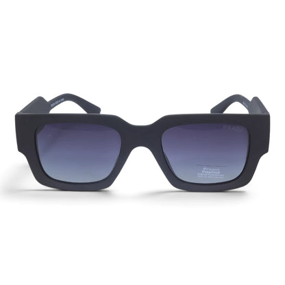 U&EYE The Noxley oversized square polarized sunglasses in Matte Black / Violet Gradient — front view