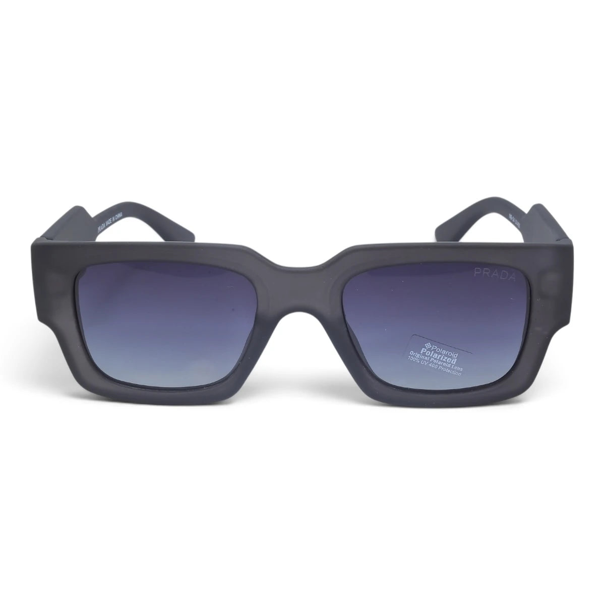 U&EYE The Noxley oversized square polarized sunglasses in Matte Smoke Gray / Violet Gradient — front view