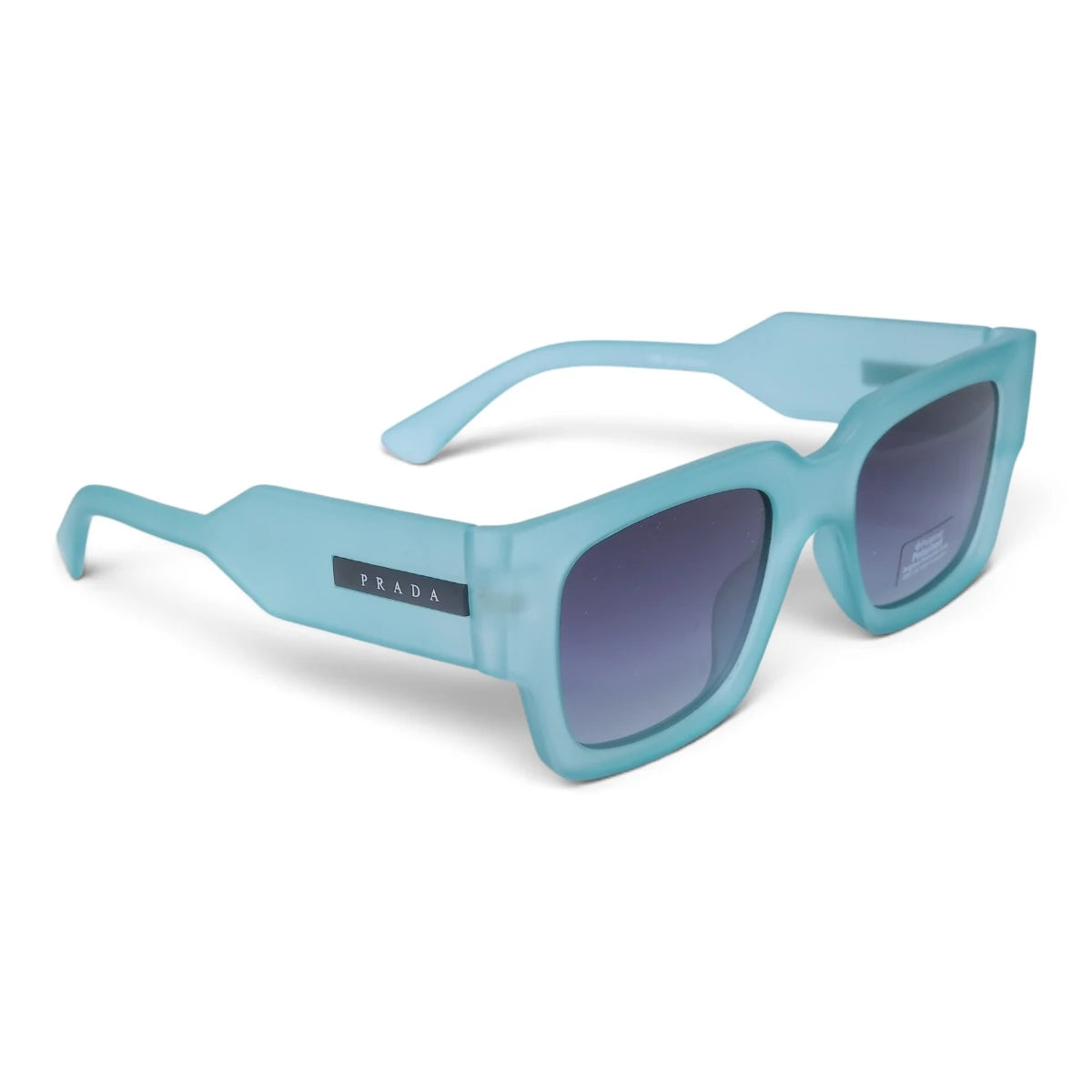 U&EYE The Noxley oversized square polarized sunglasses in Mint Crystal / Violet Gradient — angled view