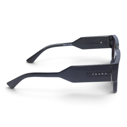 U&EYE The Noxley oversized square polarized sunglasses in Polished Black / Silver Mirror — side view