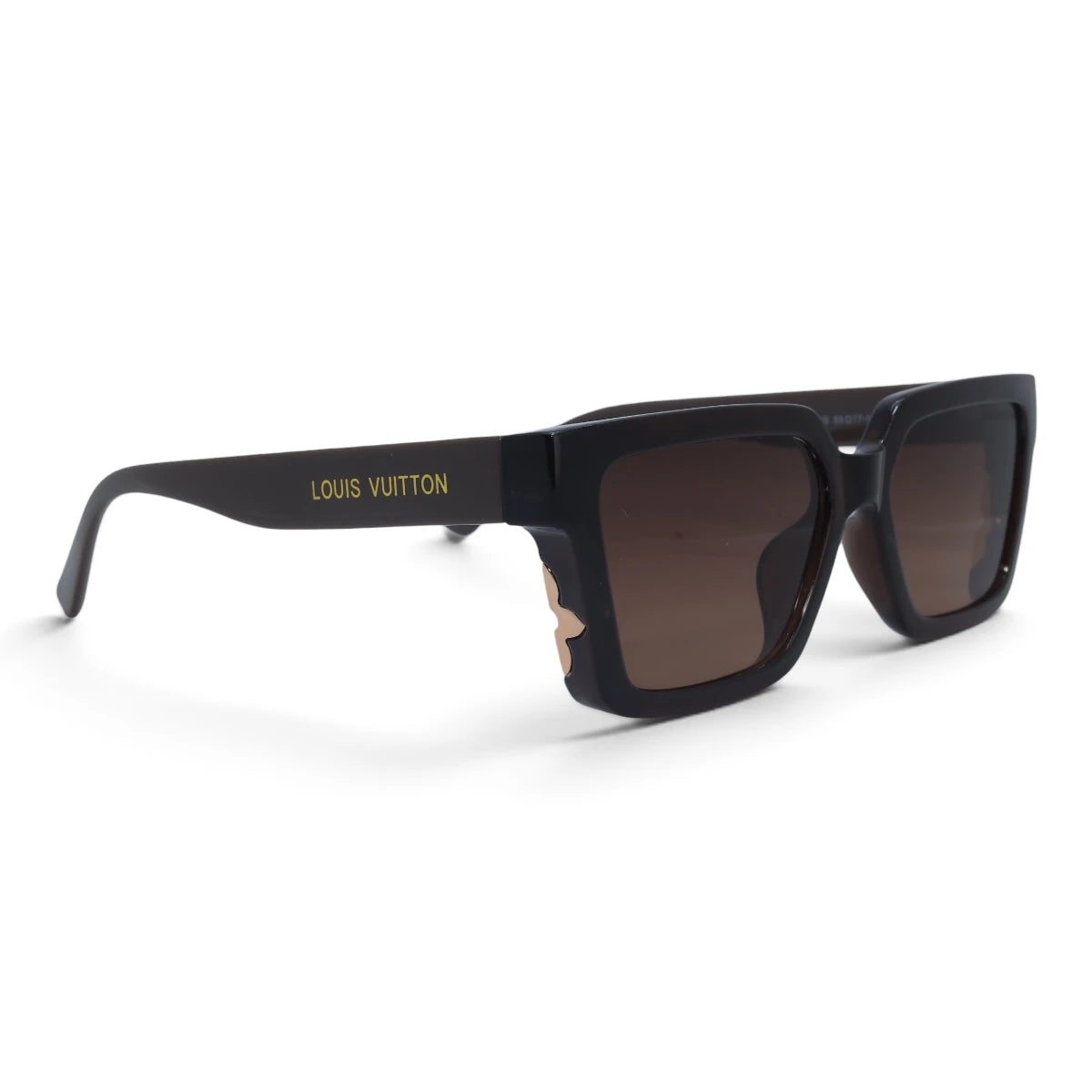 U&EYE The Odette cat-eye square sunglasses in Black-Brown / Brown Gradient — angled view
