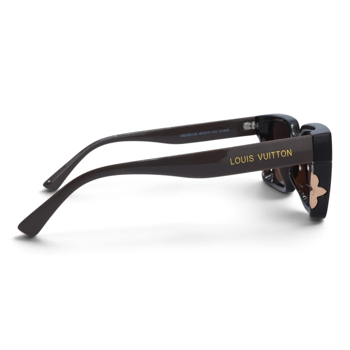 U&EYE The Odette cat-eye square sunglasses in Black-Brown / Brown Gradient — side view