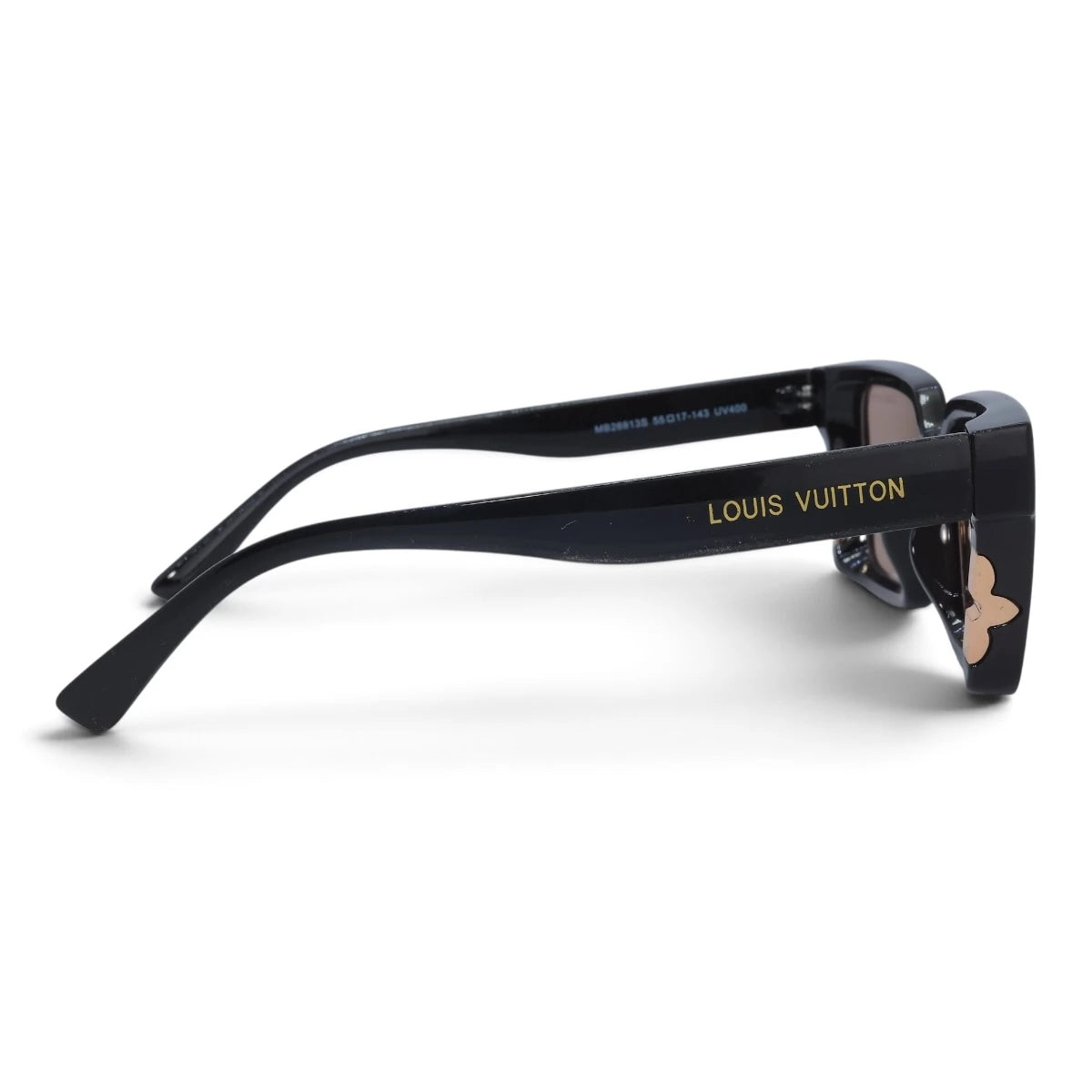 U&EYE The Odette cat-eye square sunglasses in Black / Champagne Gradient — side view