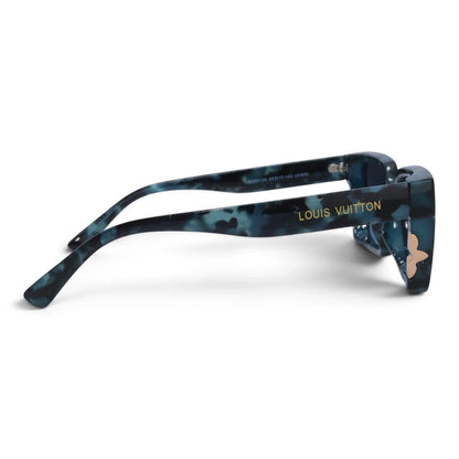 U&EYE The Odette cat-eye square sunglasses in Blue Tortoise / Blue Gradient — side view