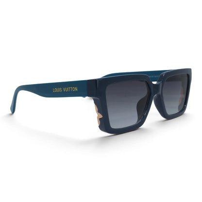 U&EYE The Odette cat-eye square sunglasses in Teal / Blue-Gray Gradient — angled view