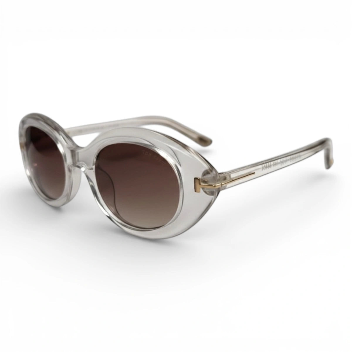 The ‘Orbit’ Oval Sunglasses | Crystal Clear / Gradient Brown
