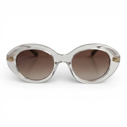 The ‘Orbit’ Oval Sunglasses | Crystal Clear / Gradient Brown