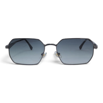 U&EYE The Orion hexagonal rectangle sunglasses in Black / Gray Gradient — front view