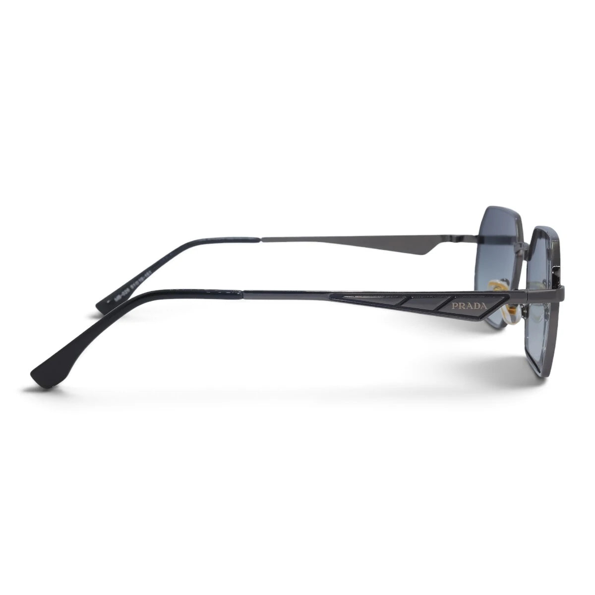 U&EYE The Orion hexagonal rectangle sunglasses in Black / Gray Gradient — side view