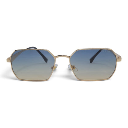 U&EYE The Orion hexagonal rectangle sunglasses in Gold / Blue-Gold Gradient — front view