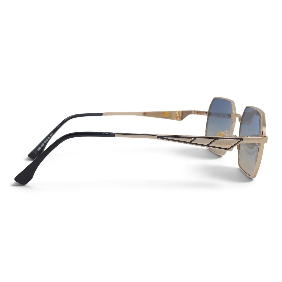 U&EYE The Orion hexagonal rectangle sunglasses in Gold / Blue-Gold Gradient — side view