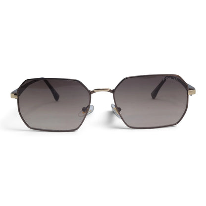 U&EYE The Orion hexagonal rectangle sunglasses in Gold / Brown Gradient — front view