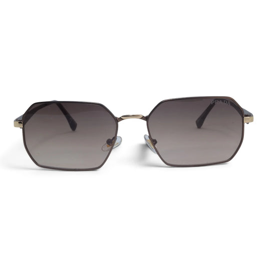U&EYE The Orion hexagonal rectangle sunglasses in Gold / Brown Gradient — front view