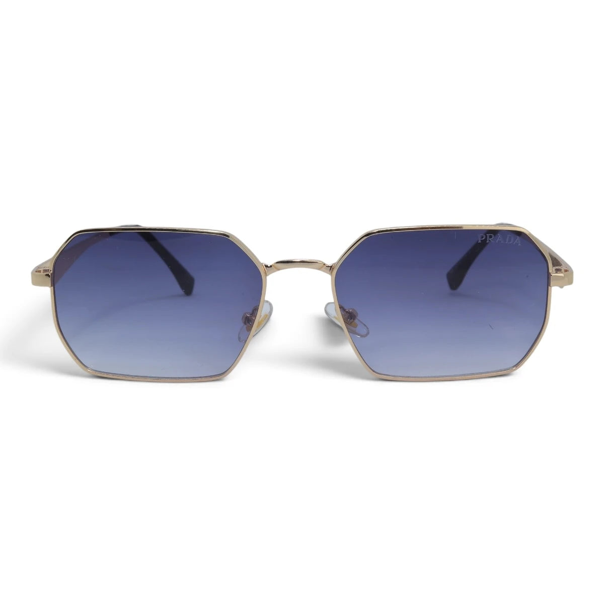U&EYE The Orion hexagonal rectangle sunglasses in Gold / Violet-Blue Gradient — front view