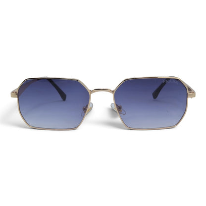 U&EYE The Orion hexagonal rectangle sunglasses in Gold / Violet-Blue Gradient — front view